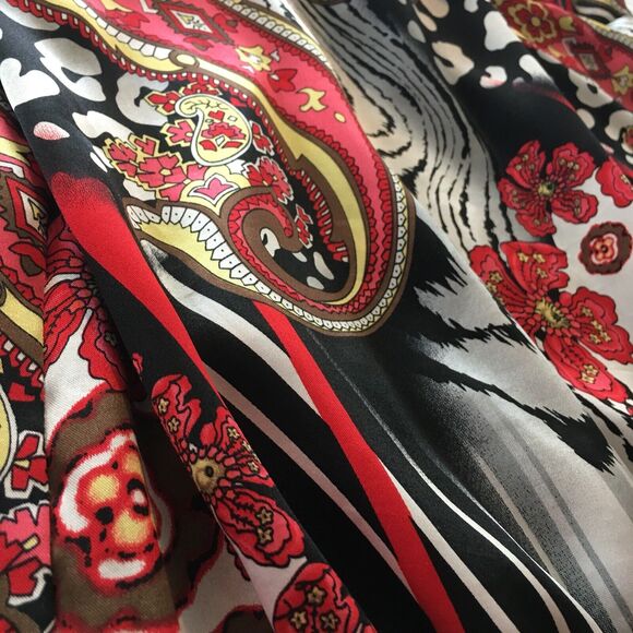 MOA MOA Womens Large Red Black Stretch Ruffled Empire Waist Sleeveless Dress - Picture 12 of 12